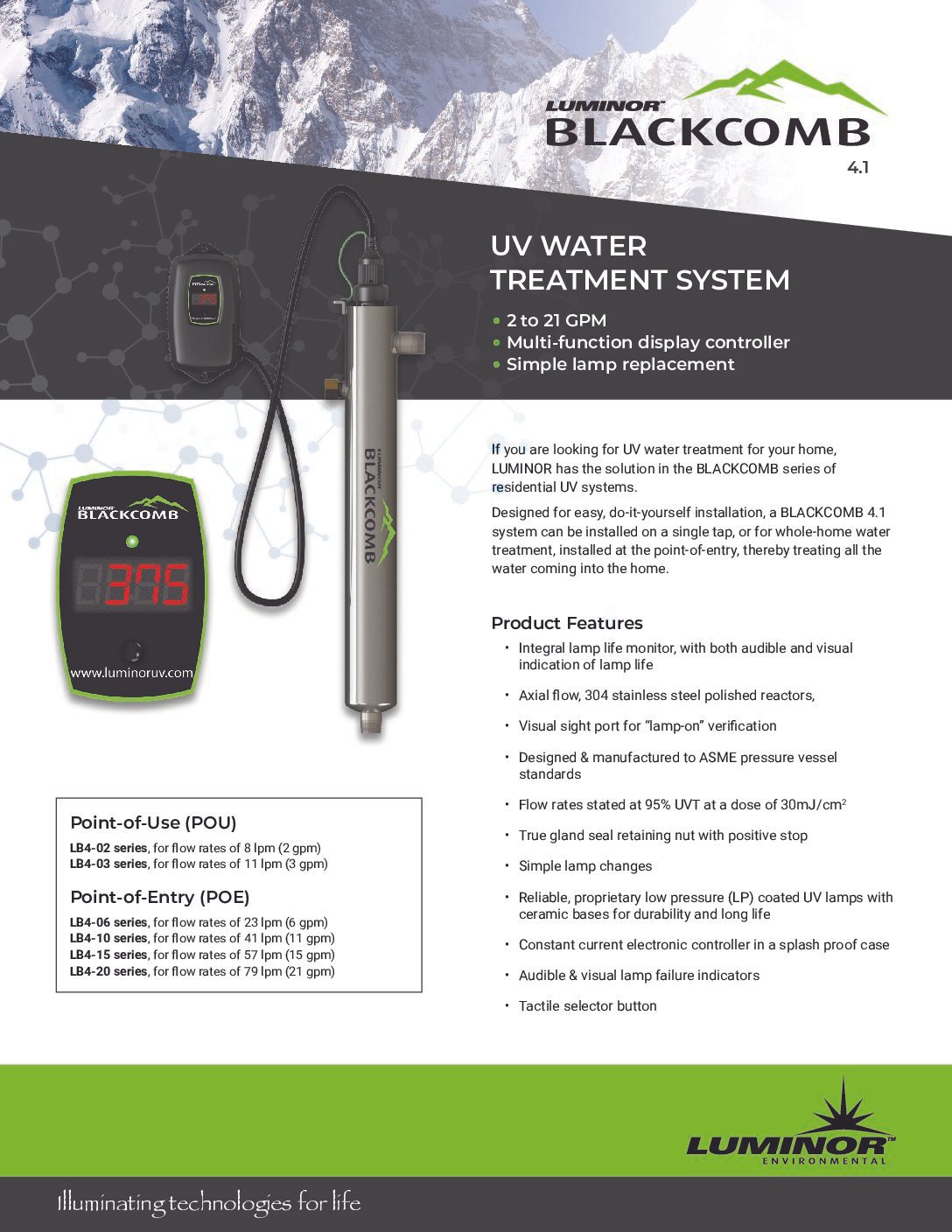 Luminor UV Oman Muscat - Blackcomb 4.1 Whole House UV Water Treatment System (11 GPM) - Image 2