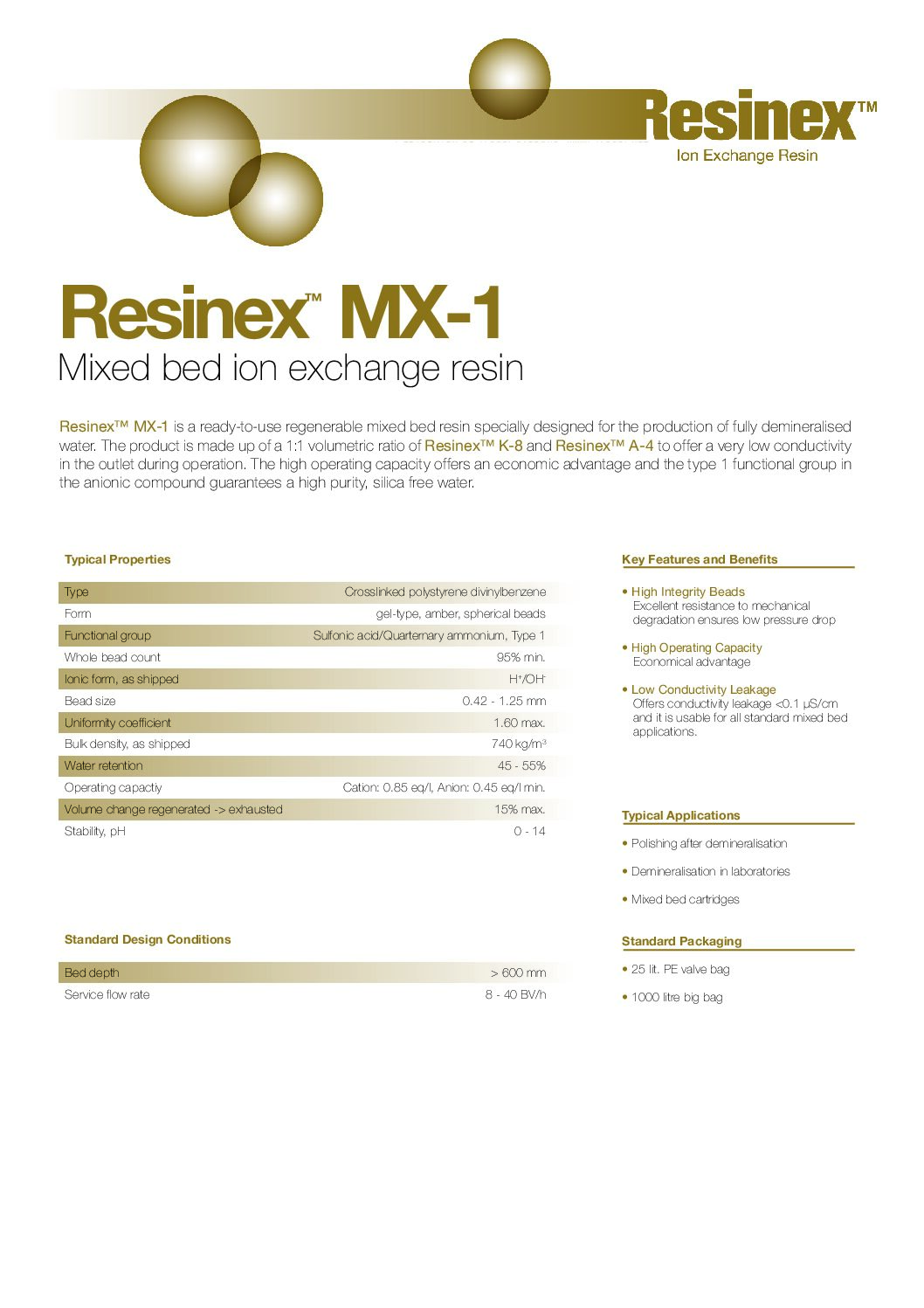 Resinex™ MX-1 Mixed Bed Ion Exchange Resin for Demineralised Water in Muscat, Oman - Image 2