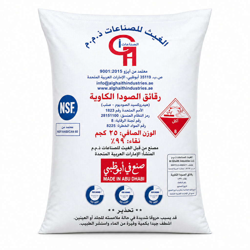 صودا كاوية لصناعة الصابون رقائق هيدروكسيد الصوديوم 25 كجم عمان