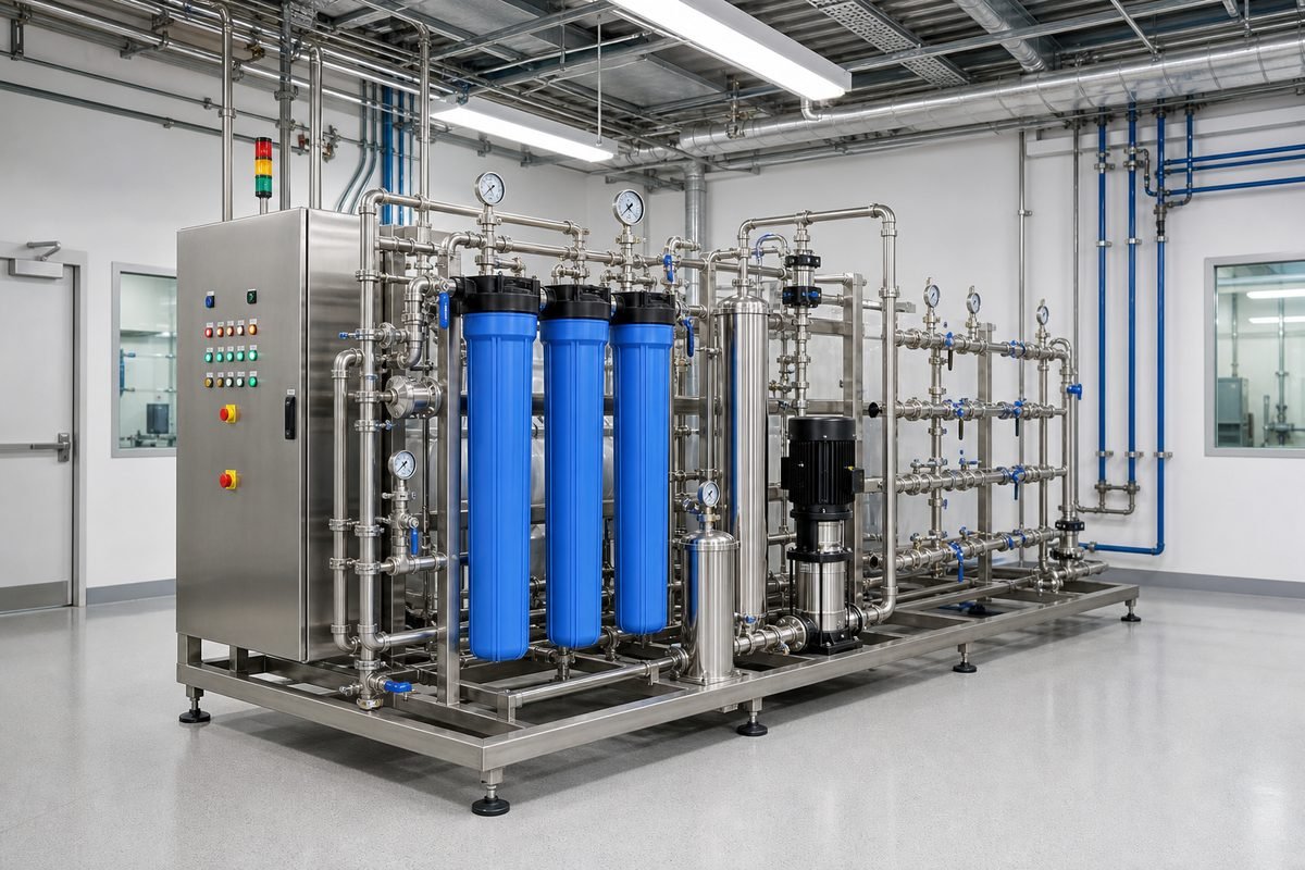 Purite Integra Oman central lab water plant with RO pre-treatment skid