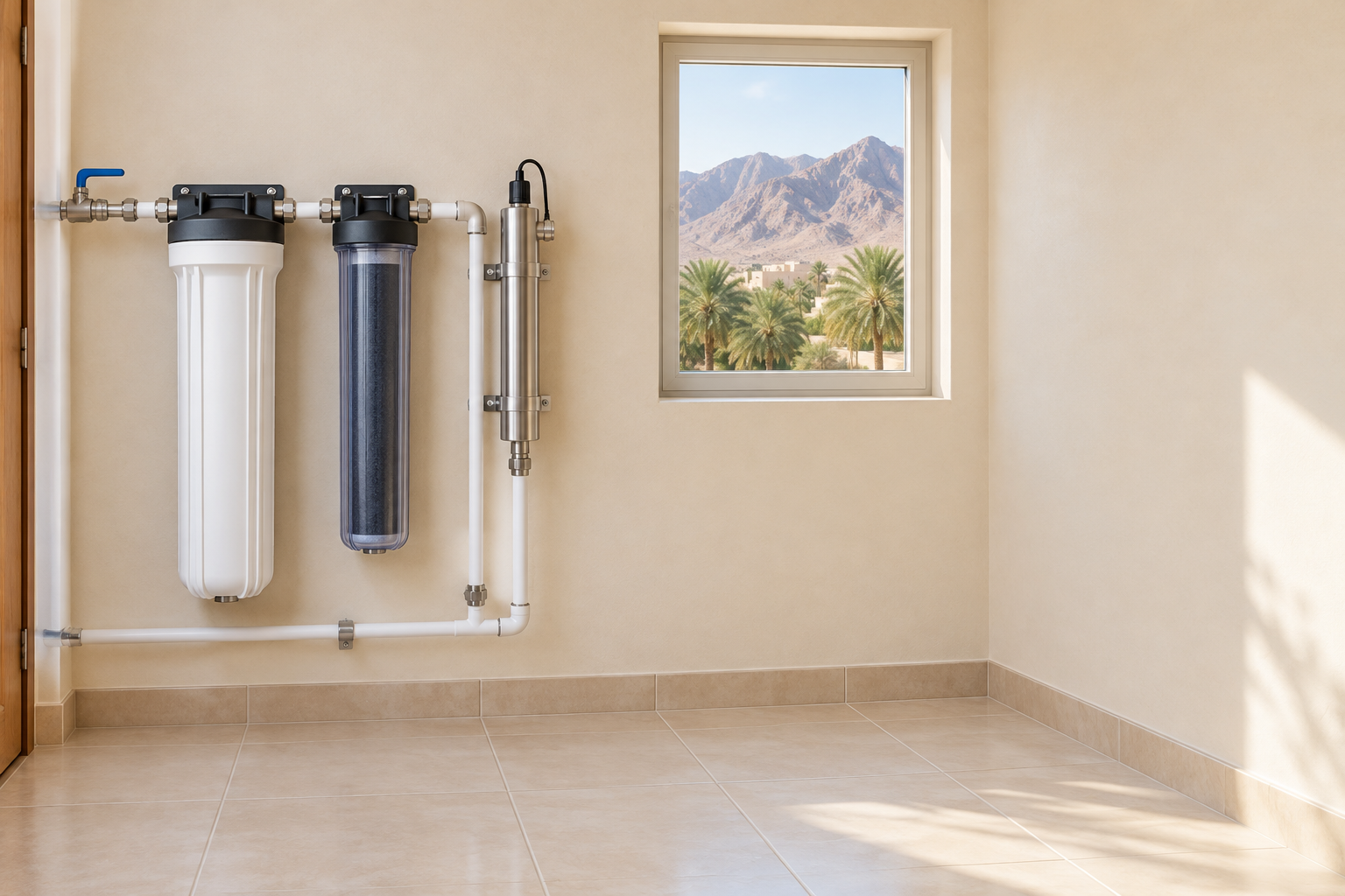 Whole House Water Filter in Oman: Best Guide for Villas and Apartments 2 Whole house water filter in Oman with UV sterilizer in a villa