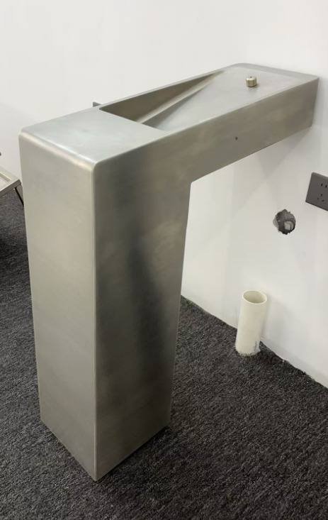 Outdoor drinking water fountain in Oman, stainless steel pedestal unit
